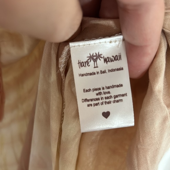 TIERA HAWAII - handmade rayon maxi dress tie dye tan one size (see measurements) - Picture 8 of 10